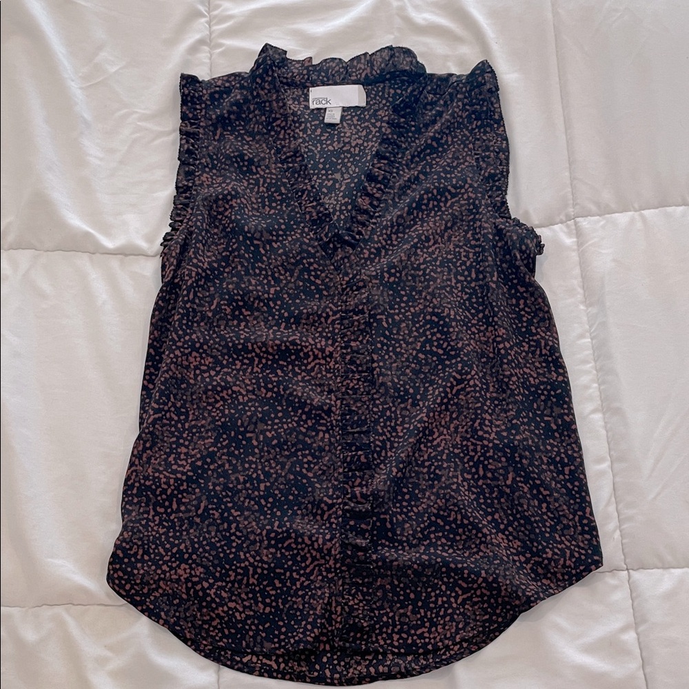 Black and Brown Ruffle Blouse